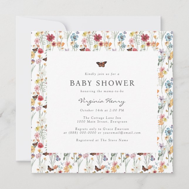 Colorful Floral Baby Shower Invitation (Front)