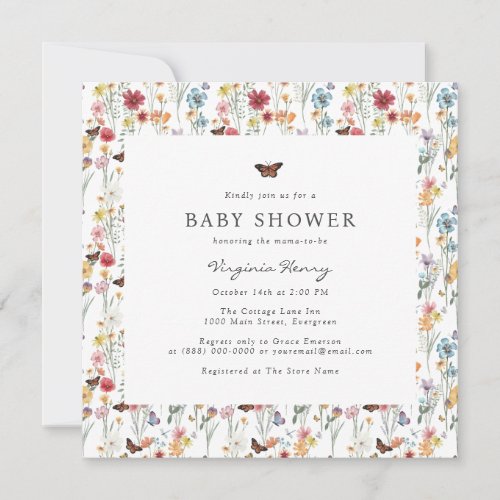 Colorful Floral Baby Shower Invitation
