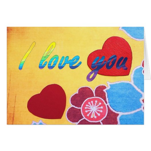 Colorful Floral Background Red Heart I love you (Front Horizontal)