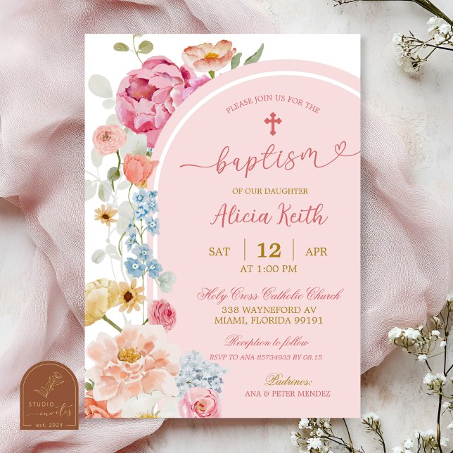 Colorful Floral Baptism Invitation (Creator Uploaded)