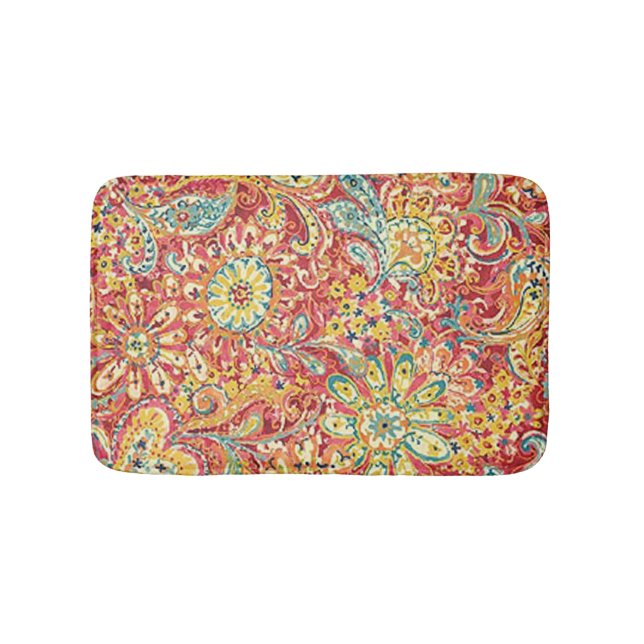 Colorful Floral Bath Mat (Front)