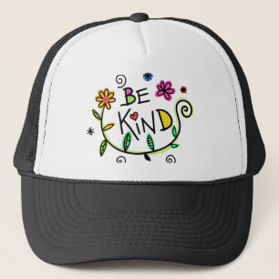 Colorful Floral Be Kind Trucker Hat