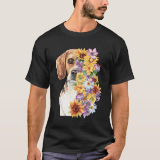 Colorful Floral Beagle Mom Flower Sunflower Dog Lo T-Shirt
