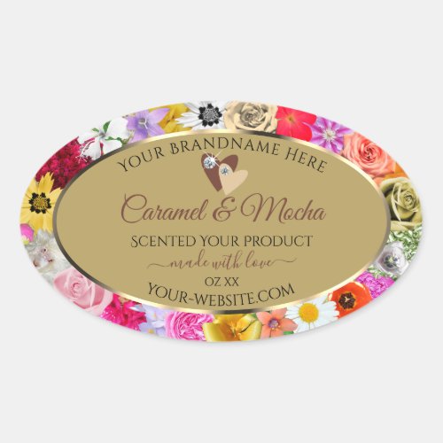 Colorful Floral Beige Product Labels Hearts Jewels