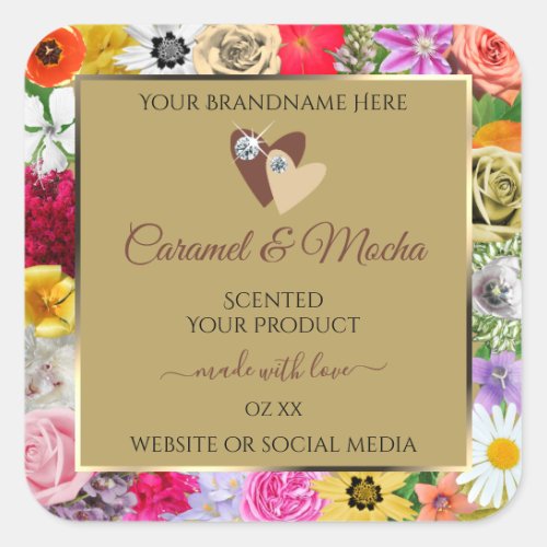 Colorful Floral Beige Product Labels Hearts Jewels