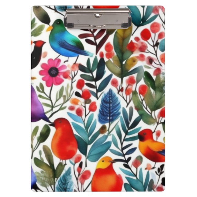 Colorful floral birds clipboard (Front)