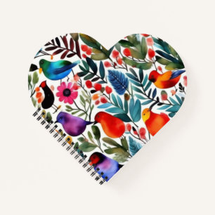 Colorful floral birds notebook