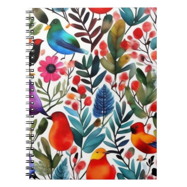 Colorful floral birds notebook (Front)