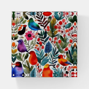 Colorful floral birds paperweight