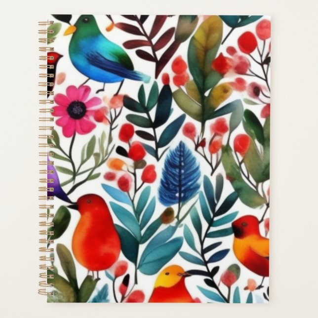 Colorful floral birds planner (Front)