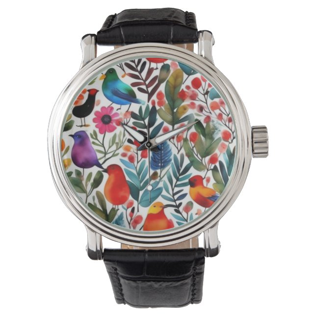 Colorful floral birds watch (Front)