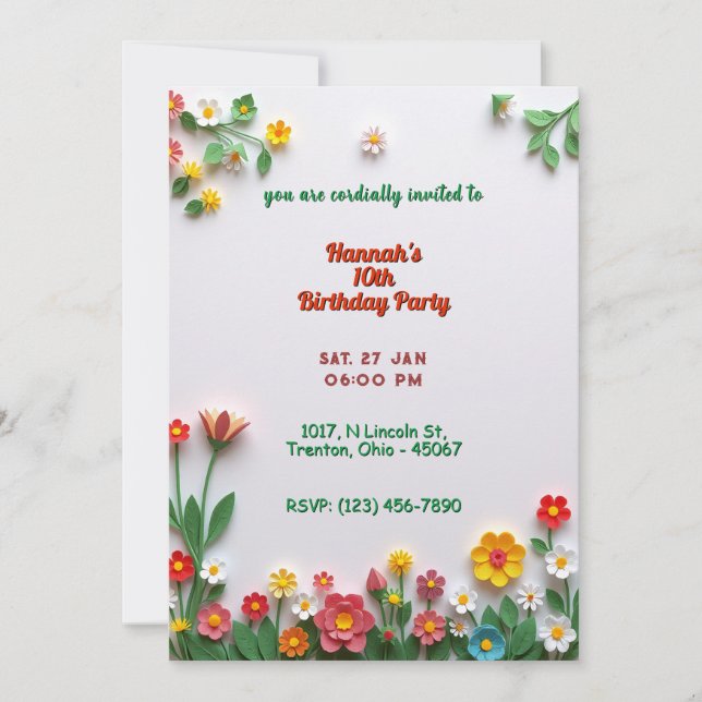 Colorful Floral Birthday Card (Front)