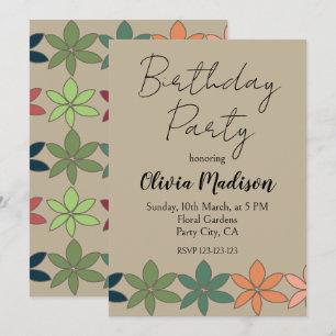 Colorful Floral Birthday Invitation