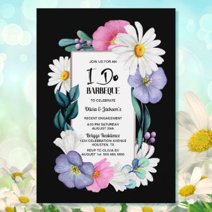 Colorful Floral Black I Do BBQ Invitation