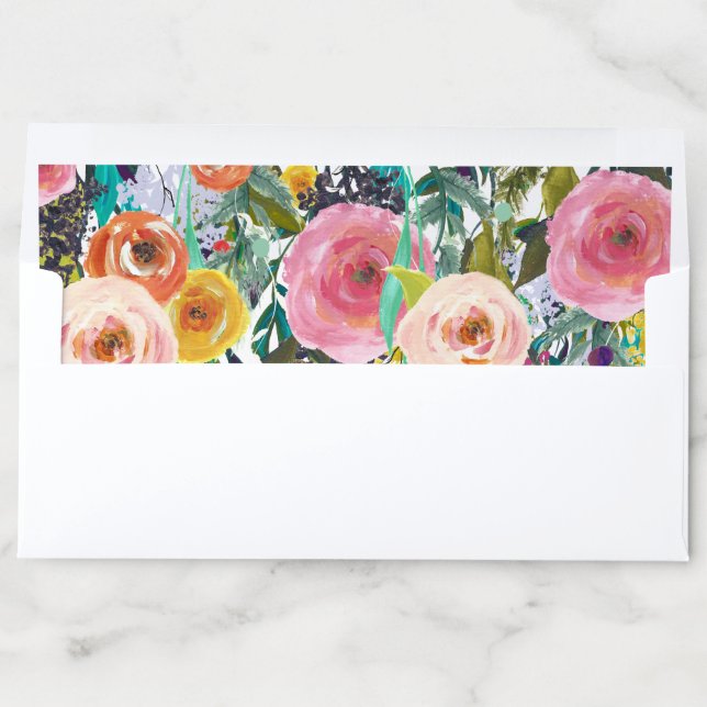 Colorful Floral Blooms Wedding Stationery #10 Envelope Liner (In Envelope)