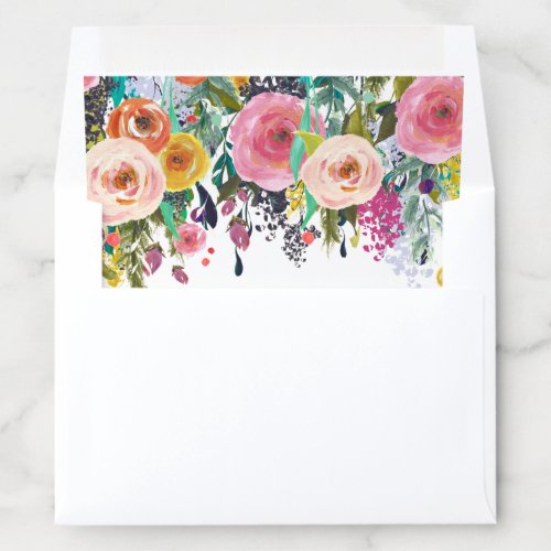 Colorful Floral Blooms Wedding Stationery A2 Envelope Liner