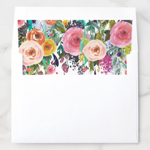 Colorful Floral Blooms Wedding Stationery A7 Envelope Liner