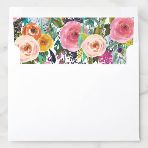 Colorful Floral Blooms Wedding Stationery A8 Envelope Liner