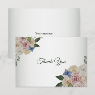 Colorful Floral Blue Butterfly Green Wedding Party Thank You Card