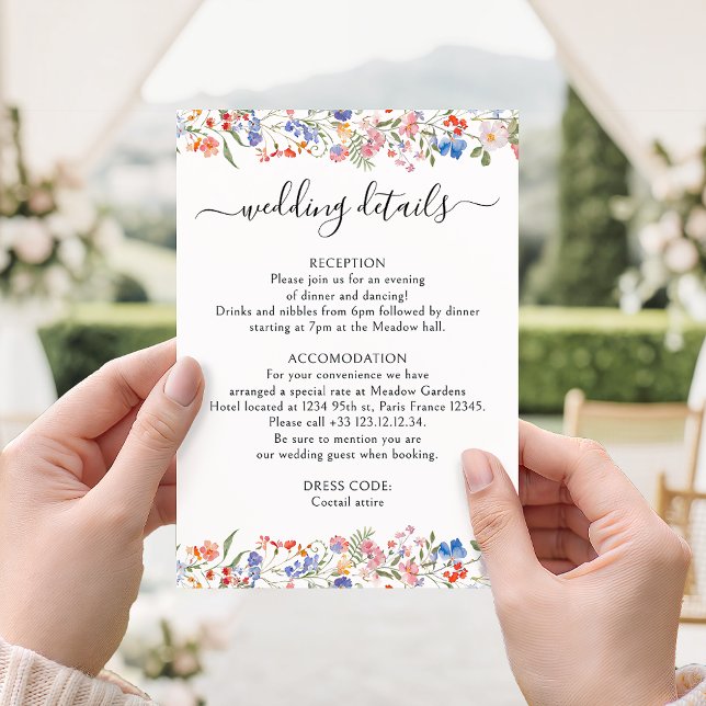Colorful Floral Boho Chic Wedding Details Cards (Creator Uploaded)
