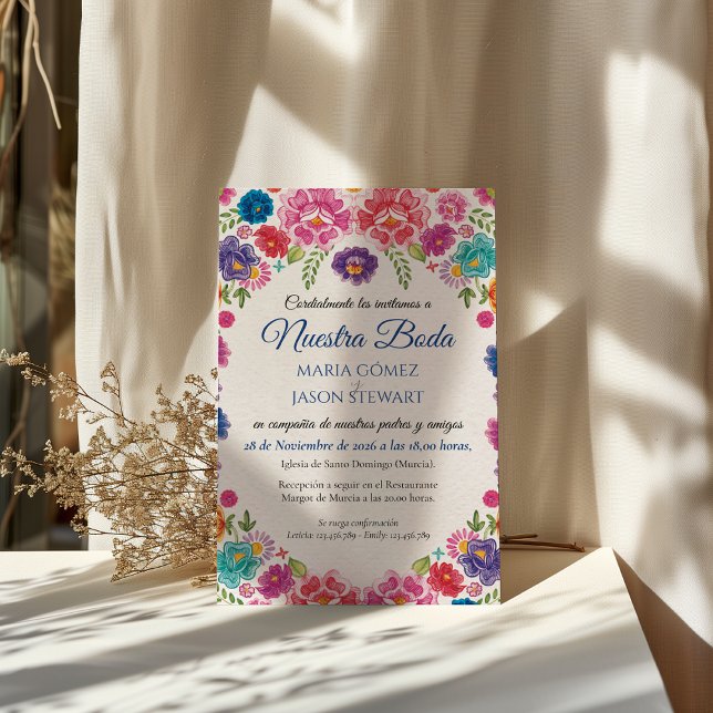Colorful Floral Botanical Fiesta Spanish Wedding Invitation (Colorful Floral Botanical Fiesta Spanish Wedding Invitation)
