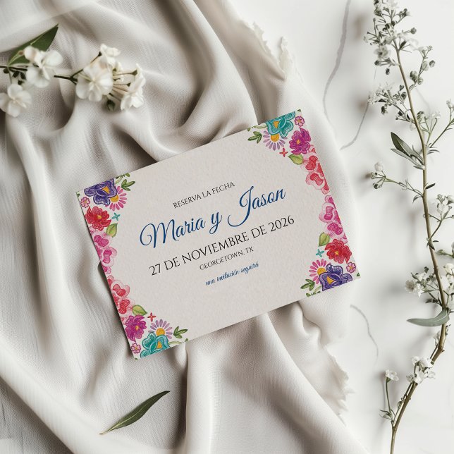 Colorful Floral Botanical Fiesta Spanish Wedding Save The Date (Colorful Floral Botanical Fiesta Spanish Wedding Save The Date)