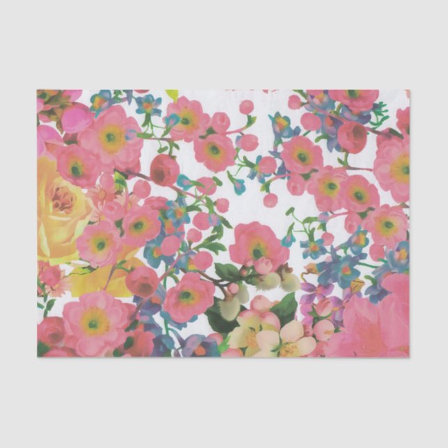 Colorful Floral botanical Flowers  Tissue Paper (Front)