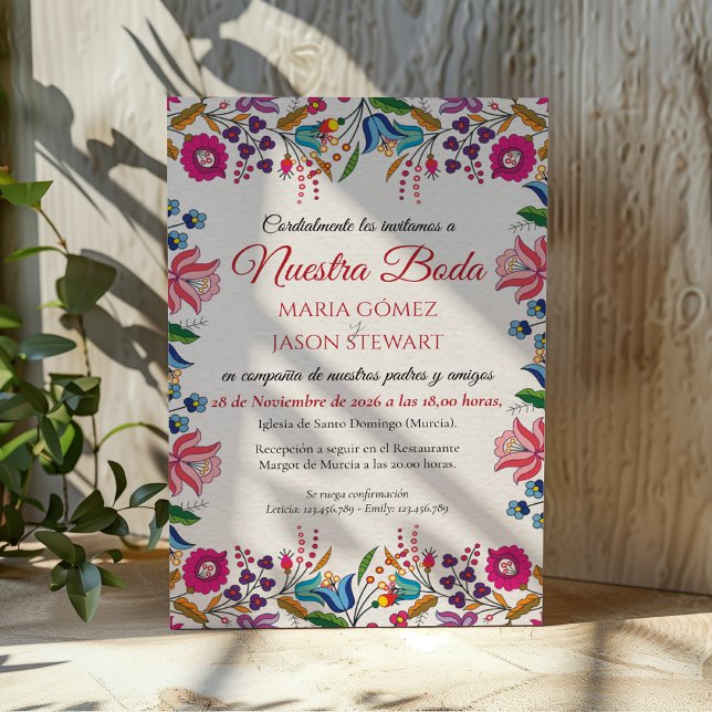 Colorful Floral Botanical Modern Spanish Wedding Invitation (Colorful Floral Botanical Modern Spanish Wedding Invitation)