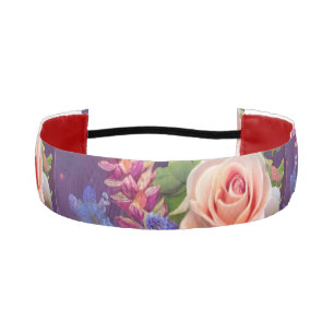 colorful floral bouquet art  athletic headband