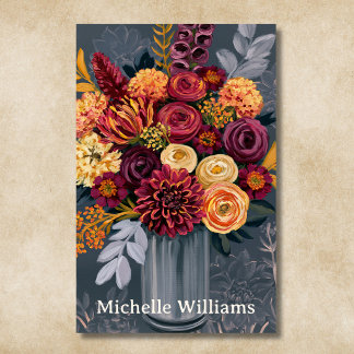 Colorful Floral Bouquet Botanical Flowers Florist Business Card