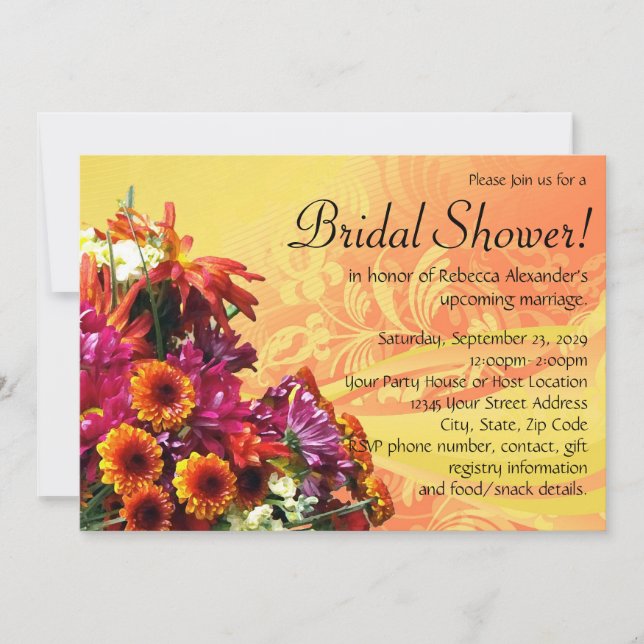 Colorful Floral Bouquet Bridal Shower Invitations (Front)