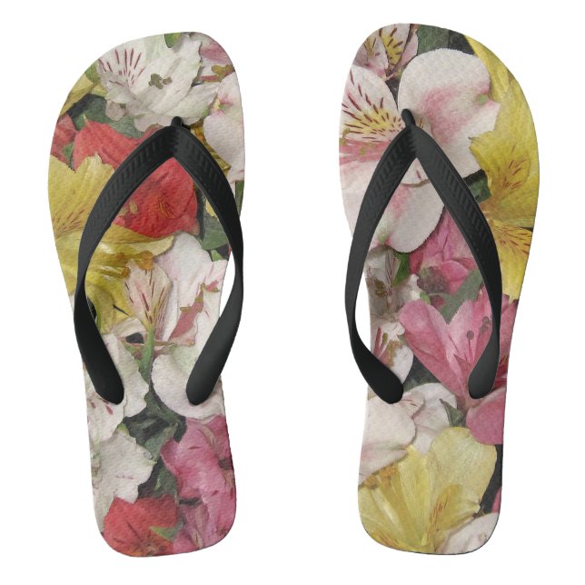 Colorful Floral Bouquet Flip Flops (Footbed)