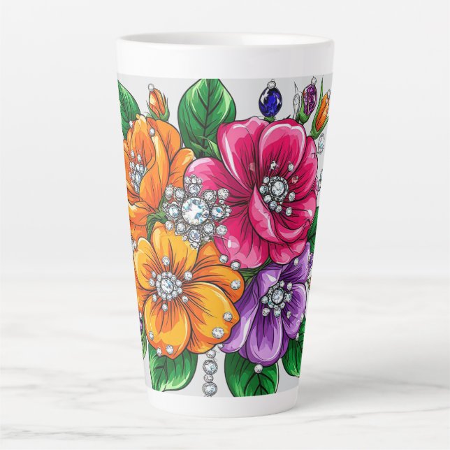 Colorful Floral Bouquet Latte Mug (Front)