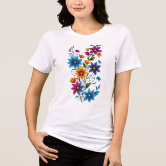 Colorful Floral Bouquet Sticker Graphic Tri-Blend Shirt