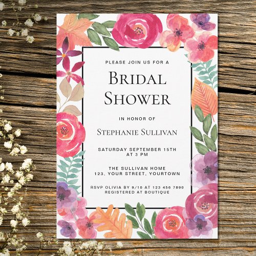 Colorful Floral Bridal Shower Invitation