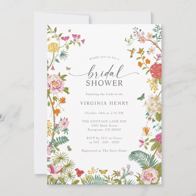 Colorful Floral Bridal Shower Invitation (Front)