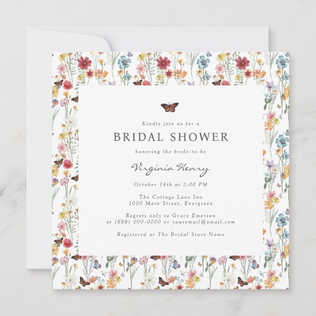 Colorful Floral Bridal Shower Invitation (Front)
