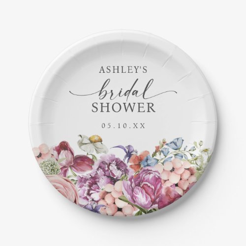 Colorful Floral Bridal Shower Paper Plates