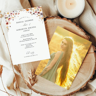 Colorful Floral Bridal Shower Photo Invitation