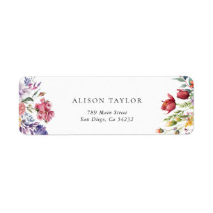 Colorful Floral Bridal Shower Return Address Label