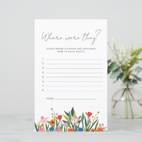 Colorful Floral Bridal Shower Where Were They Game