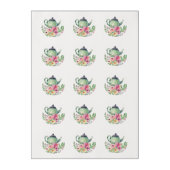 Colorful Floral Bridal Tea Cupcake Frosting Round (Sheet)