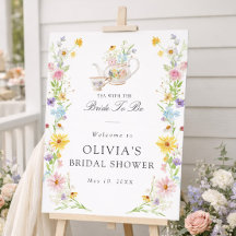 Colorful Floral Bridal Tea Party Welcome 