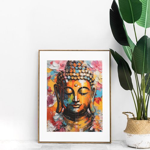 Colorful Floral Buddha Art Poster