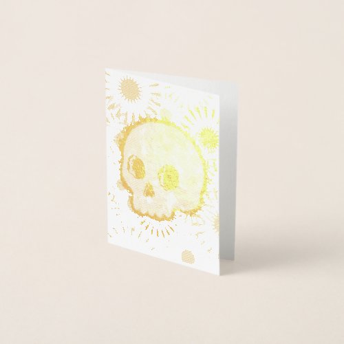 Colorful Floral Burst Skull Foil Card