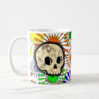 Colorful Floral Burst Skull Watercolor 