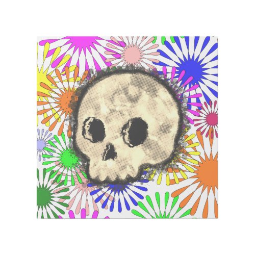 Colorful Floral Burst Skull Watercolor Gallery Wrap