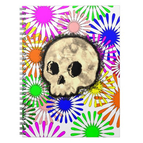 Colorful Floral Burst Skull Watercolor Notebook