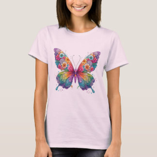Colorful Floral Butterfly Art – Vibrant Nature art T-Shirt