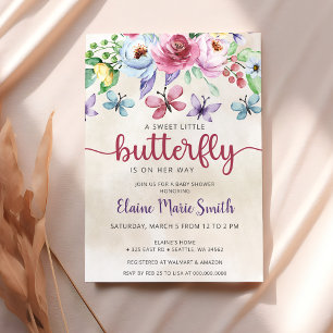 Colorful Floral Butterfly Garden Baby Shower Invitation